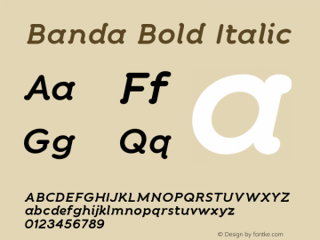Banda Bold Italic Version 1.000 2011 initial release Font Sample