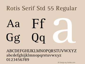 Rotis Serif Std 55 Regular Version 2.080;PS 005.000;hotconv 1.0.67;makeotf.lib2.5.33168 Font Sample