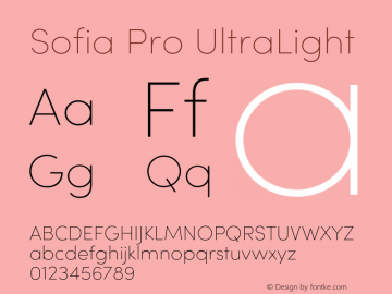 Sofia Pro UltraLight Version 2.000 Font Sample