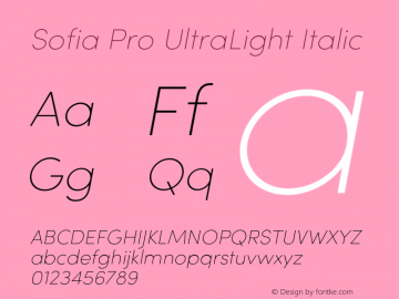 Sofia Pro UltraLight Italic Version 2.000 Font Sample