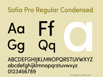 Sofia Pro Regular Condensed Version 2.000 Font Sample
