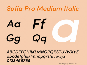 Sofia Pro Medium Italic Version 2.000 Font Sample