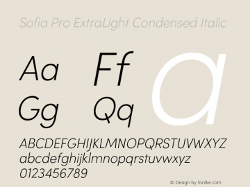 Sofia Pro ExtraLight Condensed Italic Version 2.000图片样张