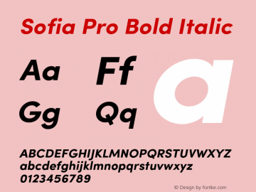Sofia Pro Bold Italic Version 2.000 Font Sample