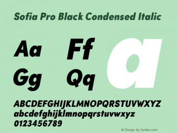 Sofia Pro Black Condensed Italic Version 2.000 Font Sample