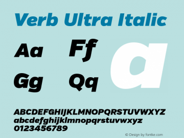 Verb Ultra Italic Version 2.000 Font Sample