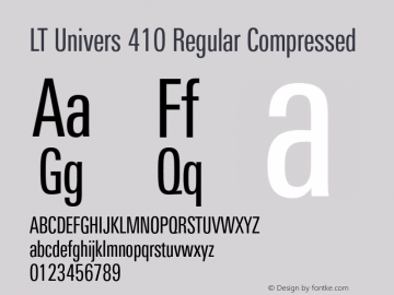 LT Univers 410 Regular Compressed Version 2.00 Font Sample