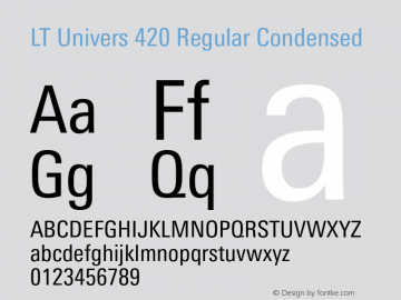 LT Univers 420 Regular Condensed Version 1.00 Font Sample