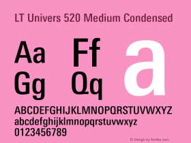 LT Univers 520 Medium Condensed Version 1.00 Font Sample