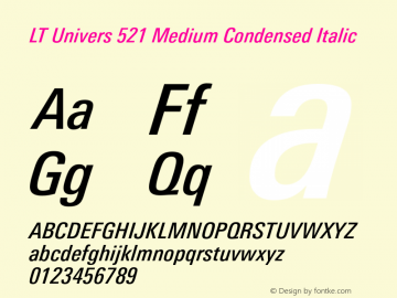 LT Univers 521 Medium Condensed Italic Version 1.00图片样张