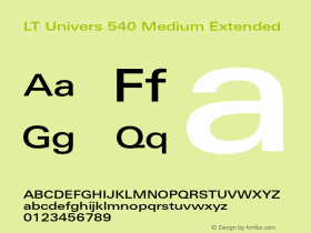 LT Univers 540 Medium Extended Version 1.00 Font Sample