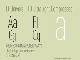 LT Univers 110 UltraLight Compressed Version 1.00 Font Sample