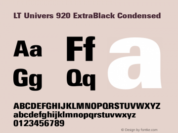LT Univers 920 ExtraBlack Condensed Version 1.00 Font Sample
