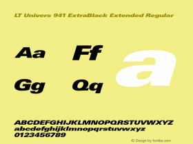 LT Univers 941 ExtraBlack Extended Regular Version 2.00 Font Sample