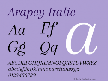 Arapey Italic Version 1.002 Font Sample