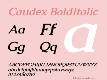 Caudex BoldItalic Version 1.01 Font Sample