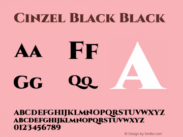 Cinzel Black Black Version 1.001;PS 001.001;hot图片样张