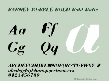 BARNEY RUBBLE BOLD Bold Italic Unknown Font Sample