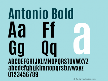 Antonio Bold Version 1 ; ttfautohint (v0. Font Sample