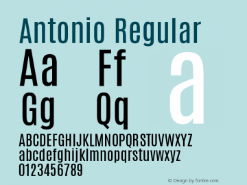 Antonio Regular Version 1 ; ttfautohint (v0. Font Sample