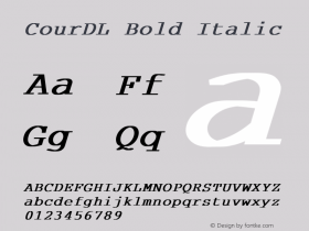 CourDL Bold Italic Unknown Font Sample