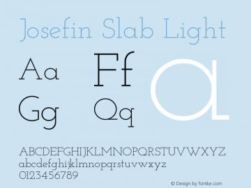 Josefin Slab Light Version 1.000 Font Sample