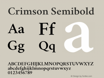 Crimson Semibold Version 0.8 Font Sample