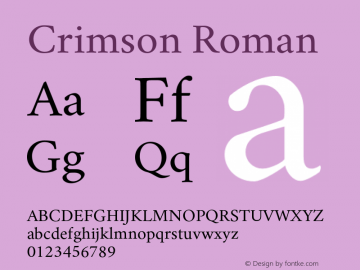 Crimson Roman Version 0.8 Font Sample