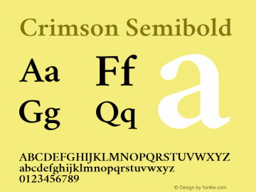 Crimson Semibold Version 0.8 Font Sample