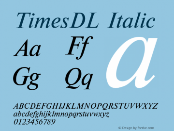 TimesDL Italic Unknown Font Sample