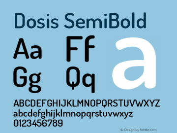 Dosis SemiBold Version 1.007 Font Sample