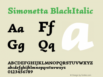 Simonetta BlackItalic Version 1.002 Font Sample