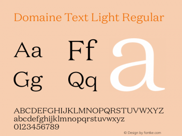 Domaine Text Light Regular Version 1.002;PS (version unavailable);hotconv 1.0.70;makeotf.lib2.5.5900图片样张