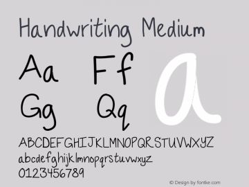 Handwriting Medium Version 001.000 Font Sample