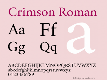 Crimson Roman Version 0.8 Font Sample