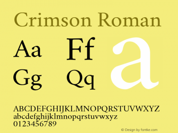 Crimson Roman Version 0.8 Font Sample