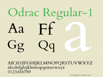 Odrac Regular-1 Version 1.0451 Font Sample