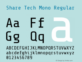 Share Tech Mono Regular Version 1.002 Font Sample