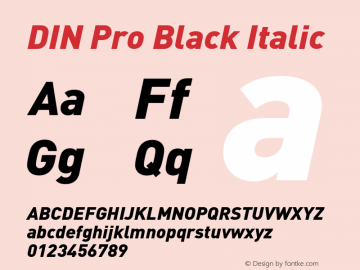DIN Pro Black Italic Version 7.504; 2005; Build 1020 Font Sample