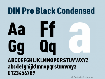 DIN Pro Black Condensed Version 7.504; 2005; Build 1020 Font Sample