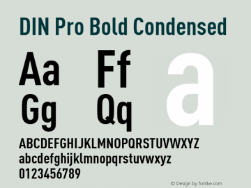 DIN Pro Bold Condensed Version 7.504; 2005; Build 1020 Font Sample