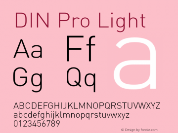 DIN Pro Light Version 7.504; 2005; Build 1020 Font Sample