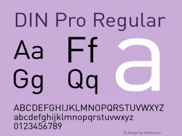 DIN Pro Regular Version 7.504; 2005; Build 1021 Font Sample