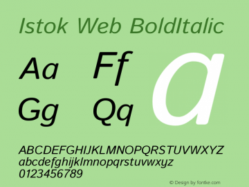 Istok Web BoldItalic Version 1.0图片样张