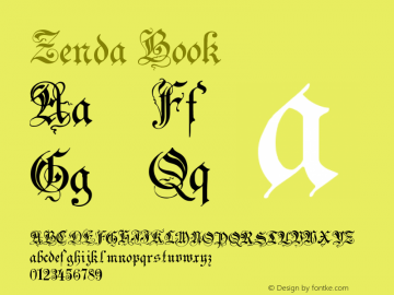 Zenda Book Version 1.0; 2002; initial r Font Sample