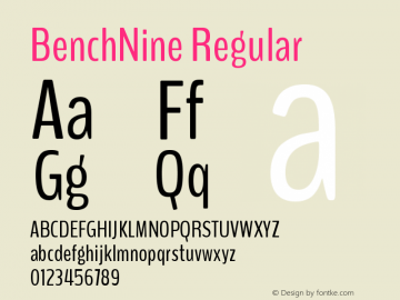 BenchNine Regular Version 1 ; ttfautohint (v0.图片样张