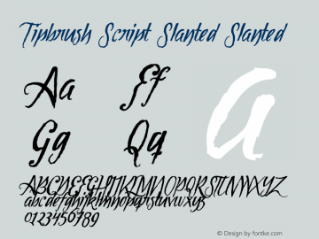 Tipbrush Script Slanted Slanted Version 001.000 Font Sample