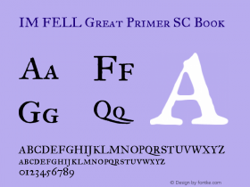 IM FELL Great Primer SC Book Version 3.00 Font Sample