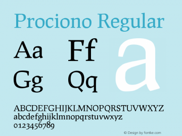 Prociono Regular Version 2.301 Font Sample