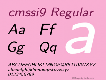cmssi9 Regular Version 1.1/12-Nov-94 Font Sample